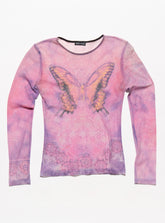 Vintage Wet Seal Butterfly Mesh Top