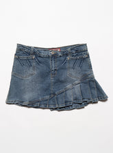 Vintage Vanilla Star Denim Pleated Mini Skirt