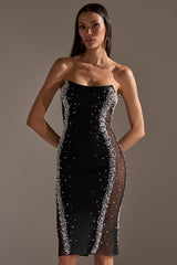 CHAMPAGNE EDIT RHINESTONE MIDI DRESS