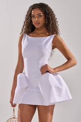 DERBY DAYS BANDAGE MINI DRESS IN WHITE
