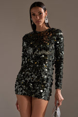 SHE'S ALL THAT SEQUIN MINI DRESS IN OLIVE