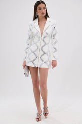 LOOK AT ME RHINESTONE BLAZER DRESS IN WHITE
