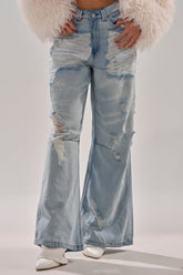 SUPER DISTRESSED WIDE LEG DENIM