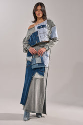 DENIM DREAMS ZIPPER DETAIL MAXI SKIRT