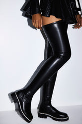 AZALEA WANG NEW RULES THIGH HIGH STRETCH BOOT WITH 4 WAY STRETCH IN BLACK