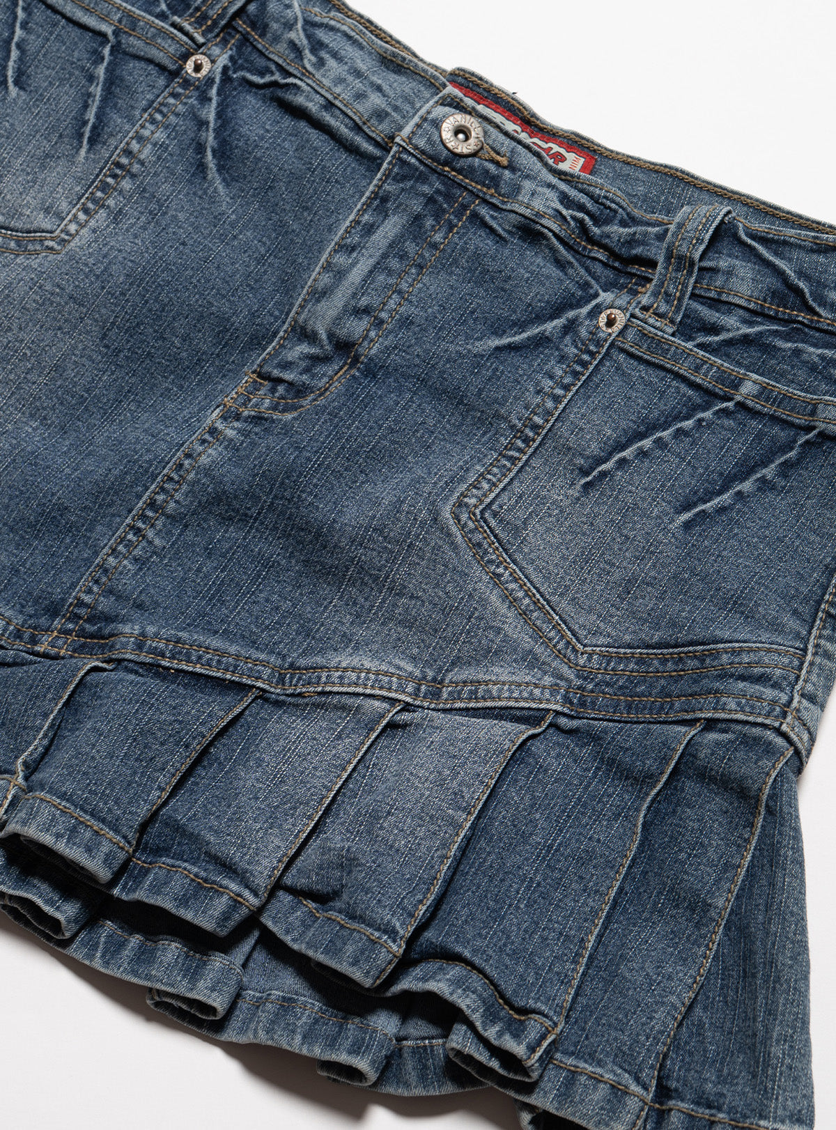 Vintage Vanilla Star Denim Pleated Mini Skirt
