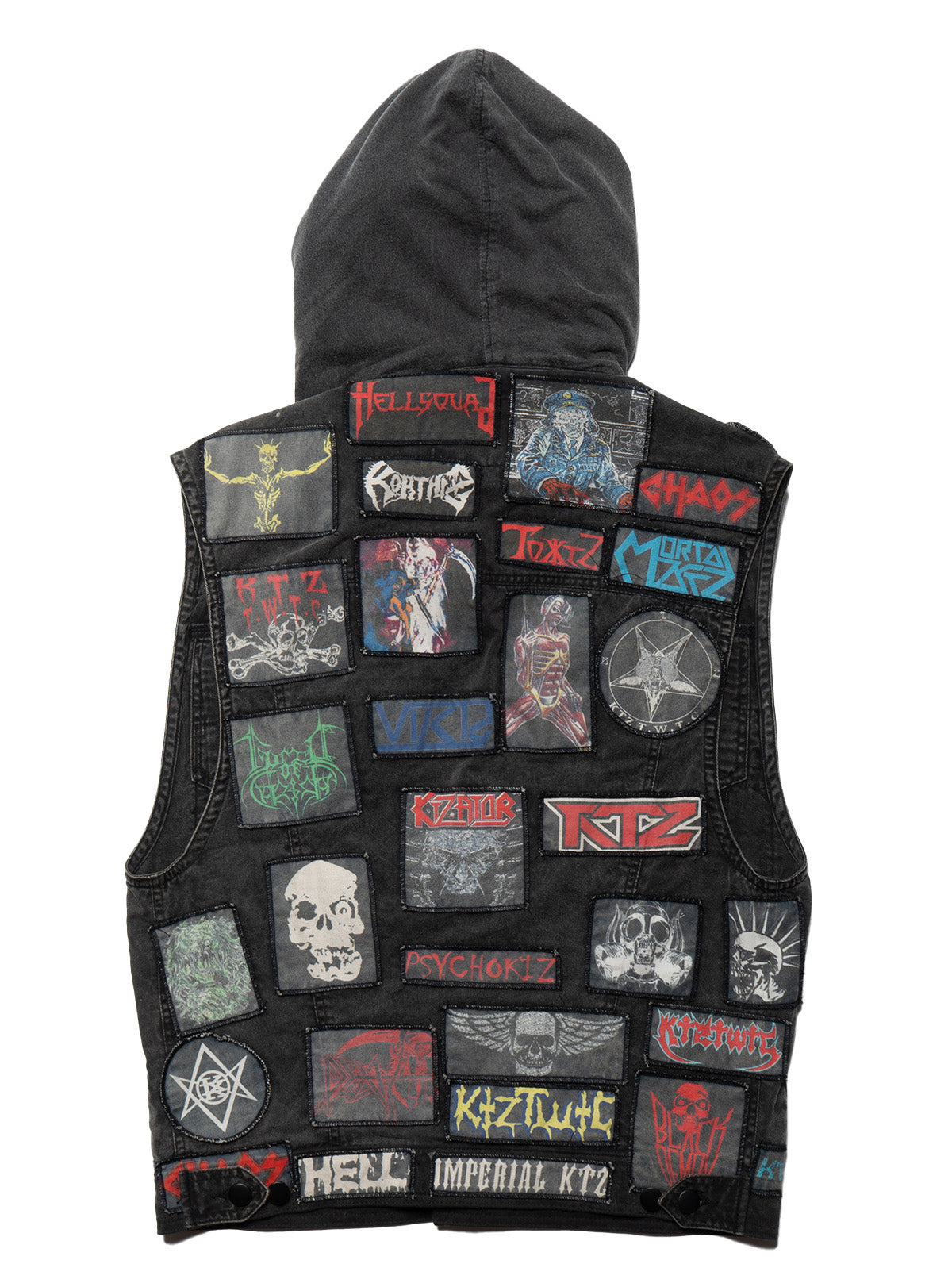 Vintage KTZ Crust Denim Vest With Hood