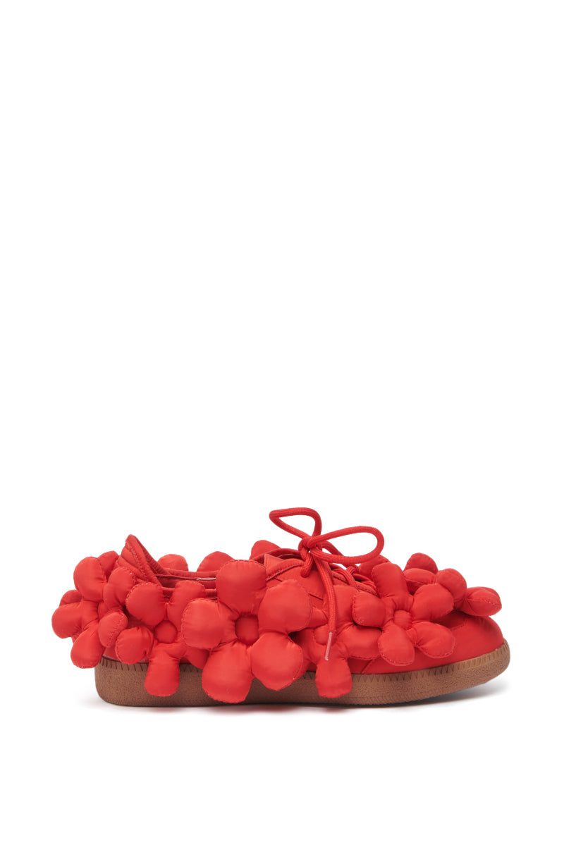 AZALEA WANG GREYI RED PUFF FLORAL FLAT SNEAKER
