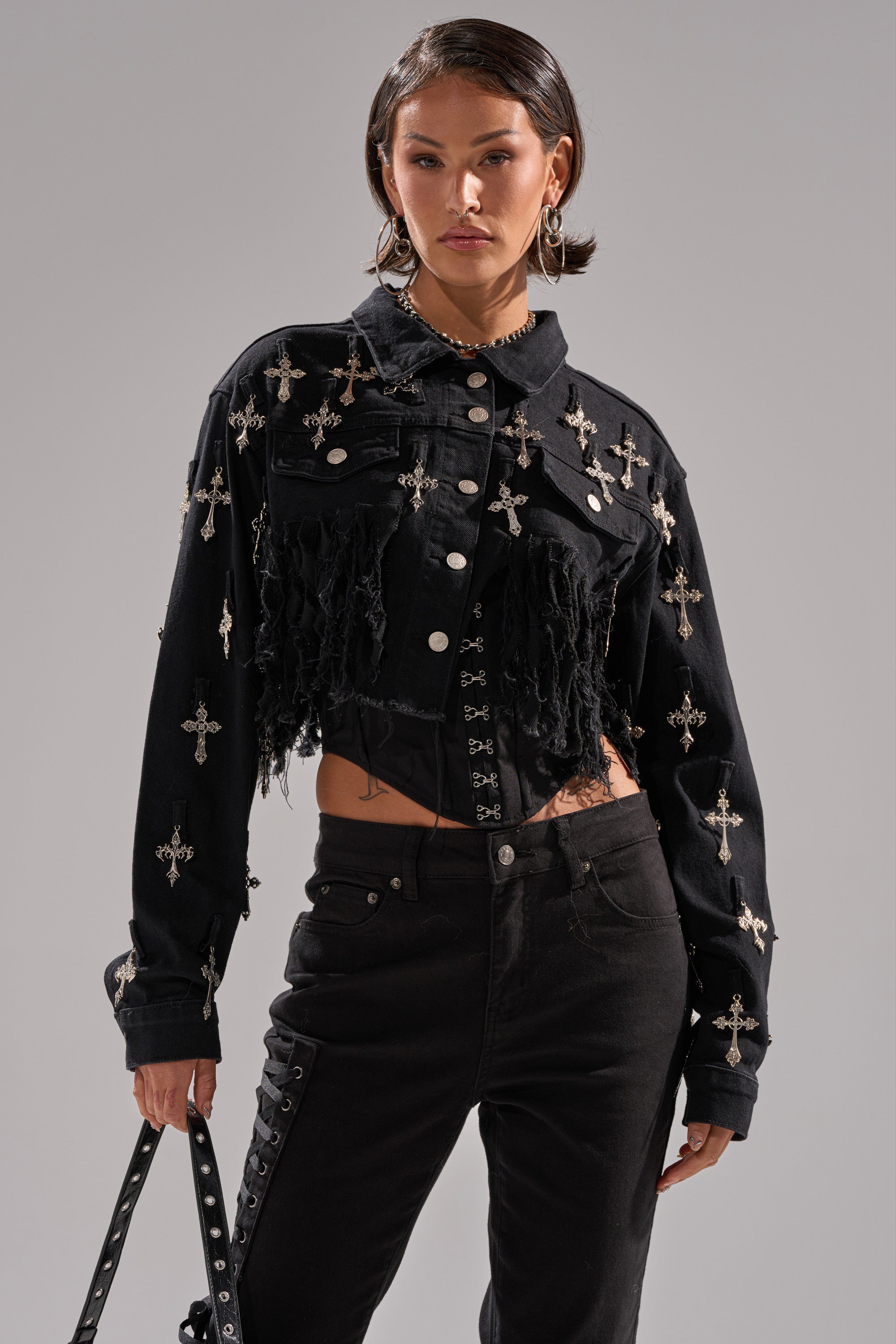 CROSS MY HEART ULTRA CROP DENIM JACKET