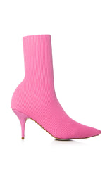AZALEA WANG NICOLETTA PINK KITTEN HEEL SOCK BOOTIE