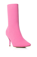 AZALEA WANG NICOLETTA PINK KITTEN HEEL SOCK BOOTIE