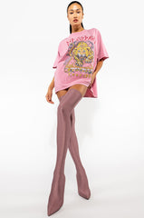 AZALEA WANG HEARTOUT THIGH HIGH STILETTO BOOT IN TAUPE STRETCH